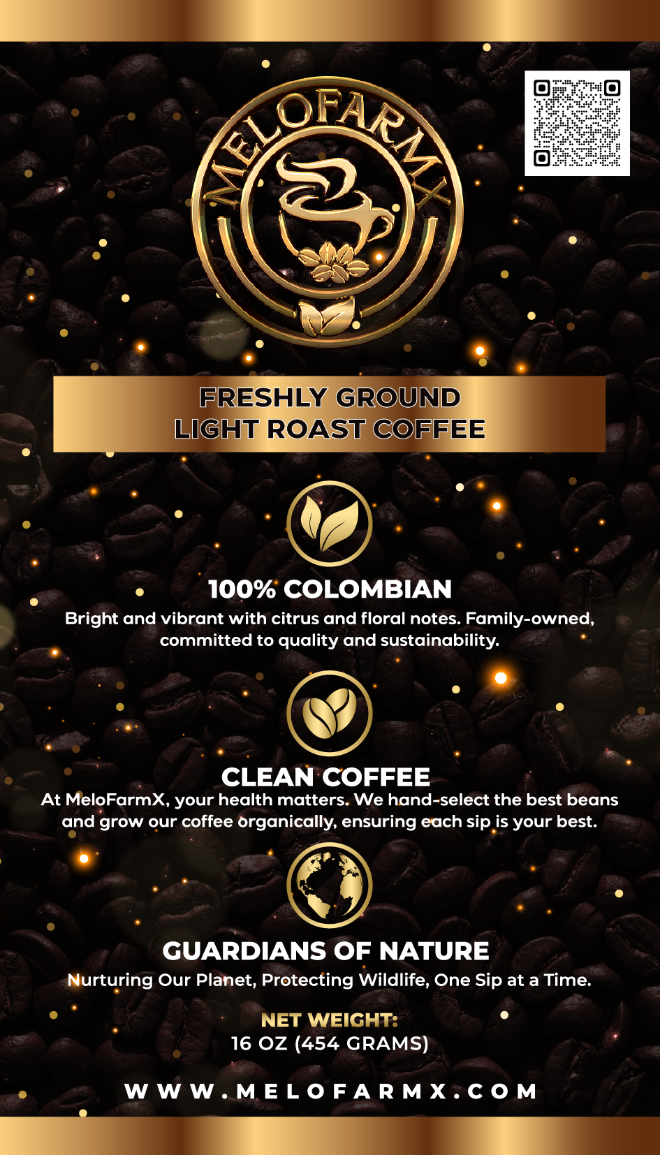 Award-Winning Single Origin Colombian Ground Coffee - Bright & Vibrant Light Roast, 100% Arabica, 16 oz | MeloFarmX