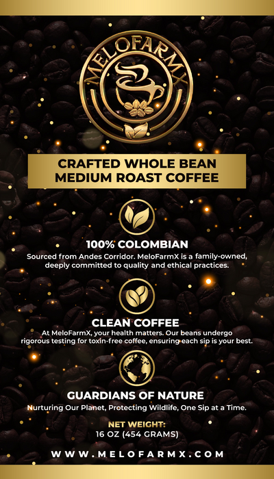 "MeloFarm - Premium whole bean Medium roast Coffee" 16 Ounces (Pack of 3)  Colombian 100% Arabica