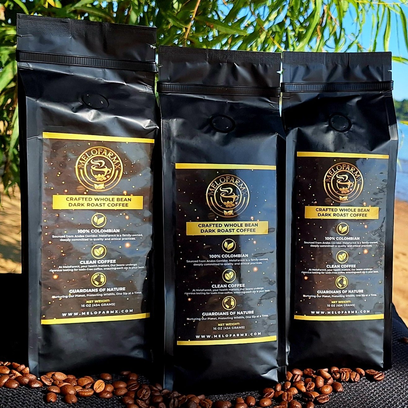 "MeloFarm - Premium whole bean Medium roast Coffee" 16 Ounces (Pack of 3)  Colombian 100% Arabica